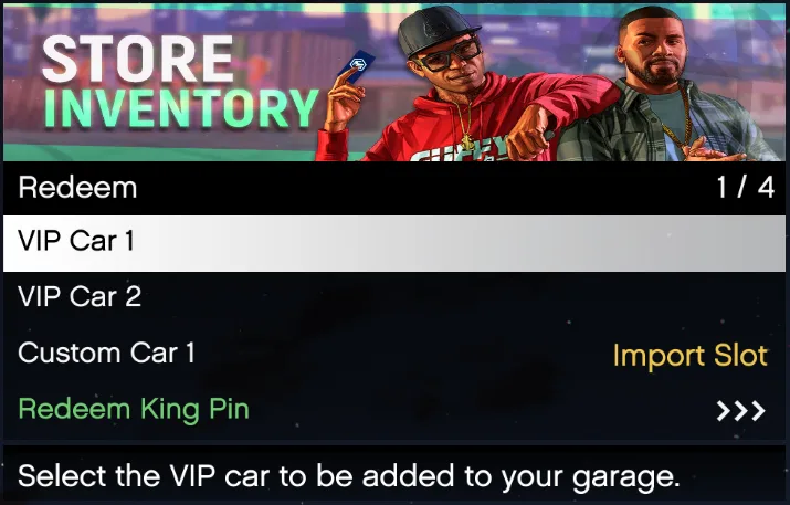 Example of redeeming a rank (King Pin)