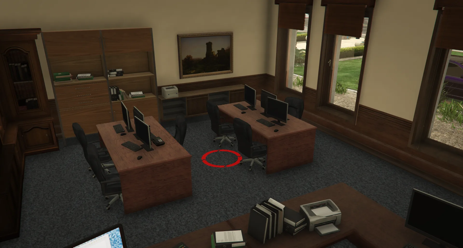 Find the Job Centre room and press  E  on the red circle to select a job